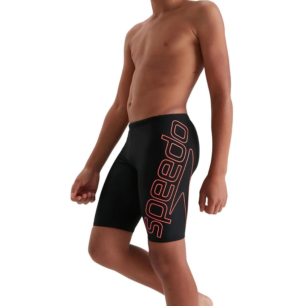 Speedo Boy's Boom Logo Çocuk Yüzücü Mayosu Black - Red