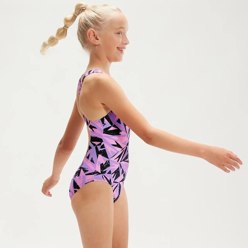 Speedo Hyperboom Medalist Kız Çocuk Yüzücü Mayosu Navy - Pink