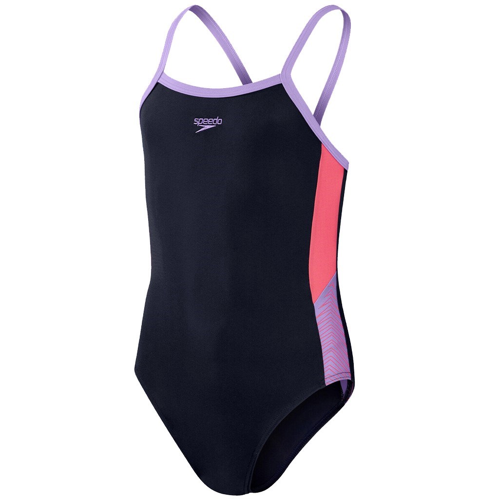 Speedo Dive Thinstrap Kız Çocuk Yüzücü Mayosu Navy - Purple