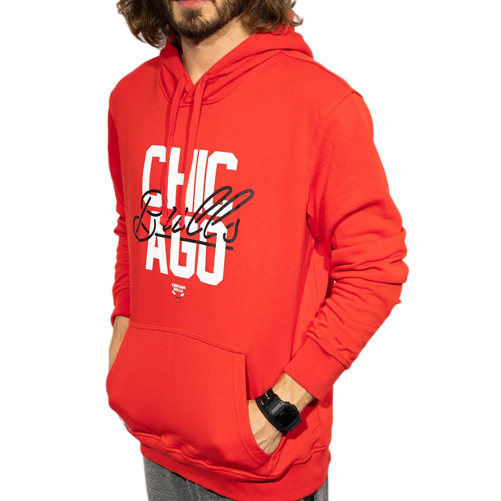New Era Chicago Bulls Logo Hoody Erkek Sweatshirt Kırmızı
