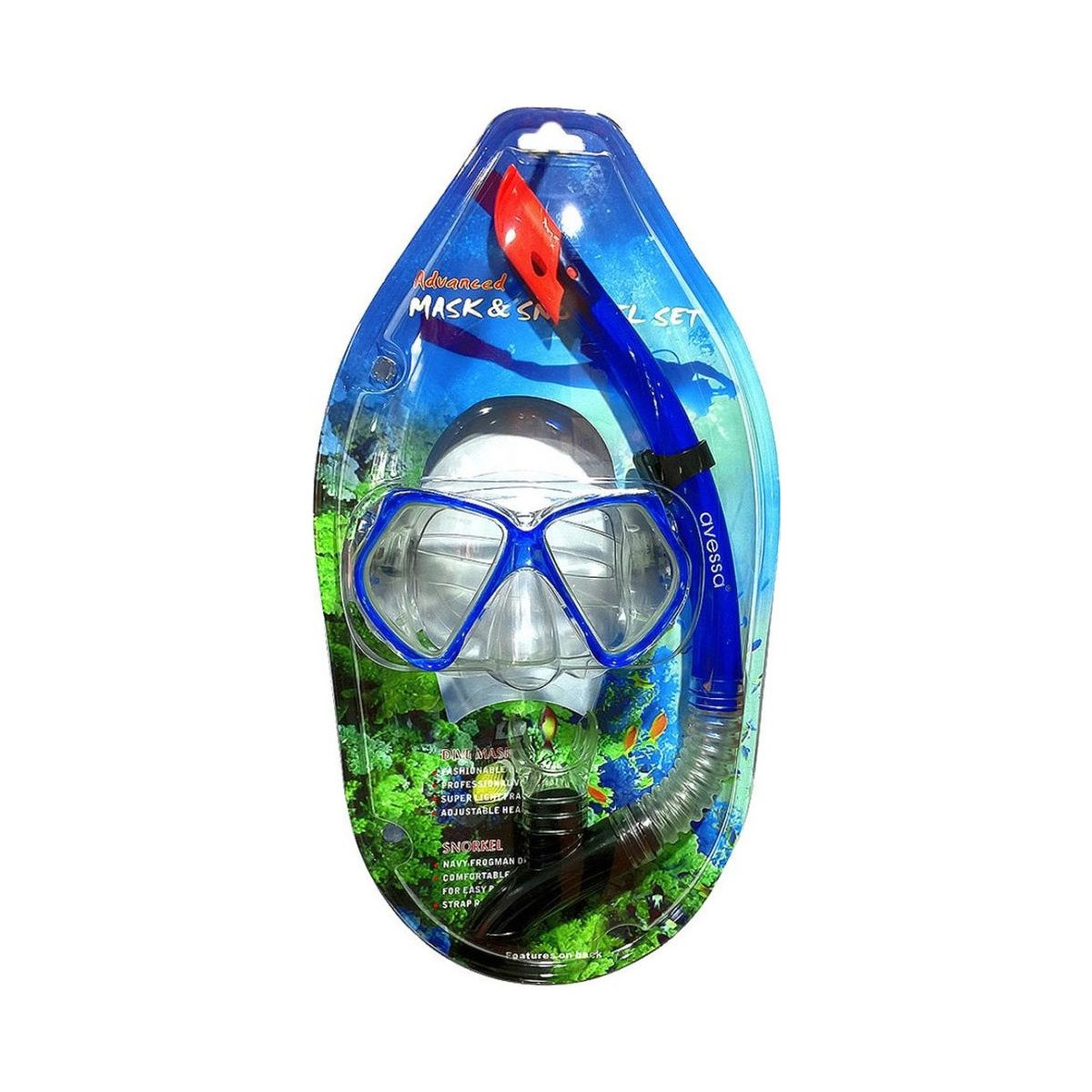 Avessa Advanced Şnorkel Maske Set Mavi