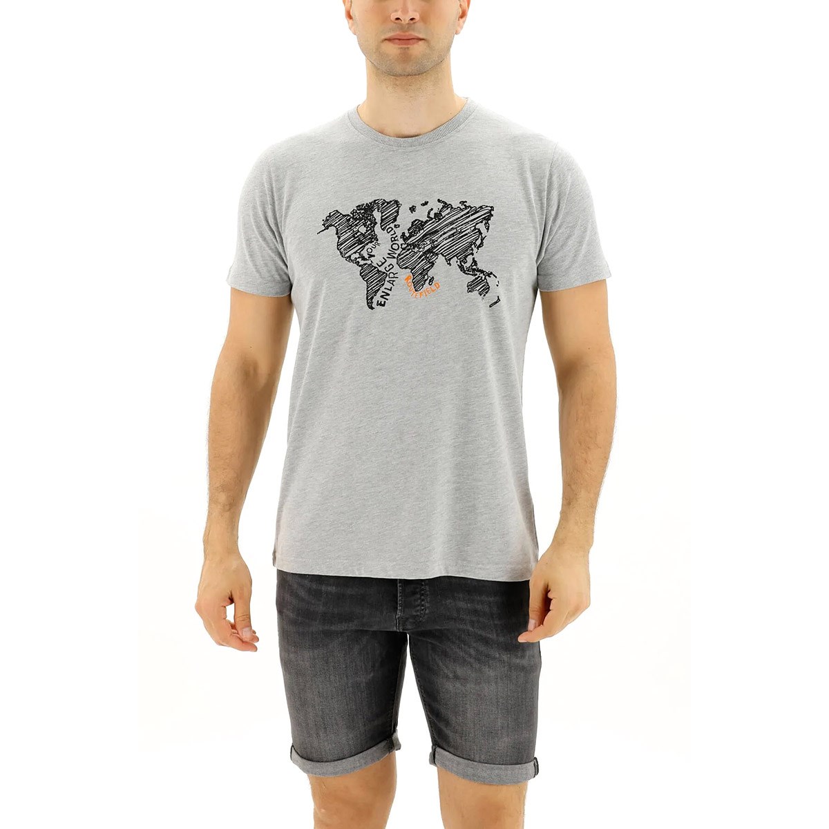 Routefield Tyron Erkek Spor T-shirt Grey Melange