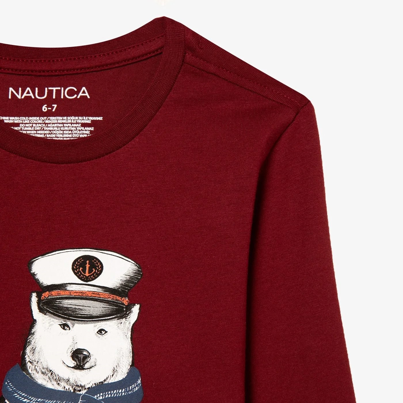 Nautica Baskılı Çocuk T-shirt Bordo